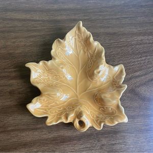 Embellished Golden Orange Fall Maple Leaf Spoon Rest / Trinket Dish